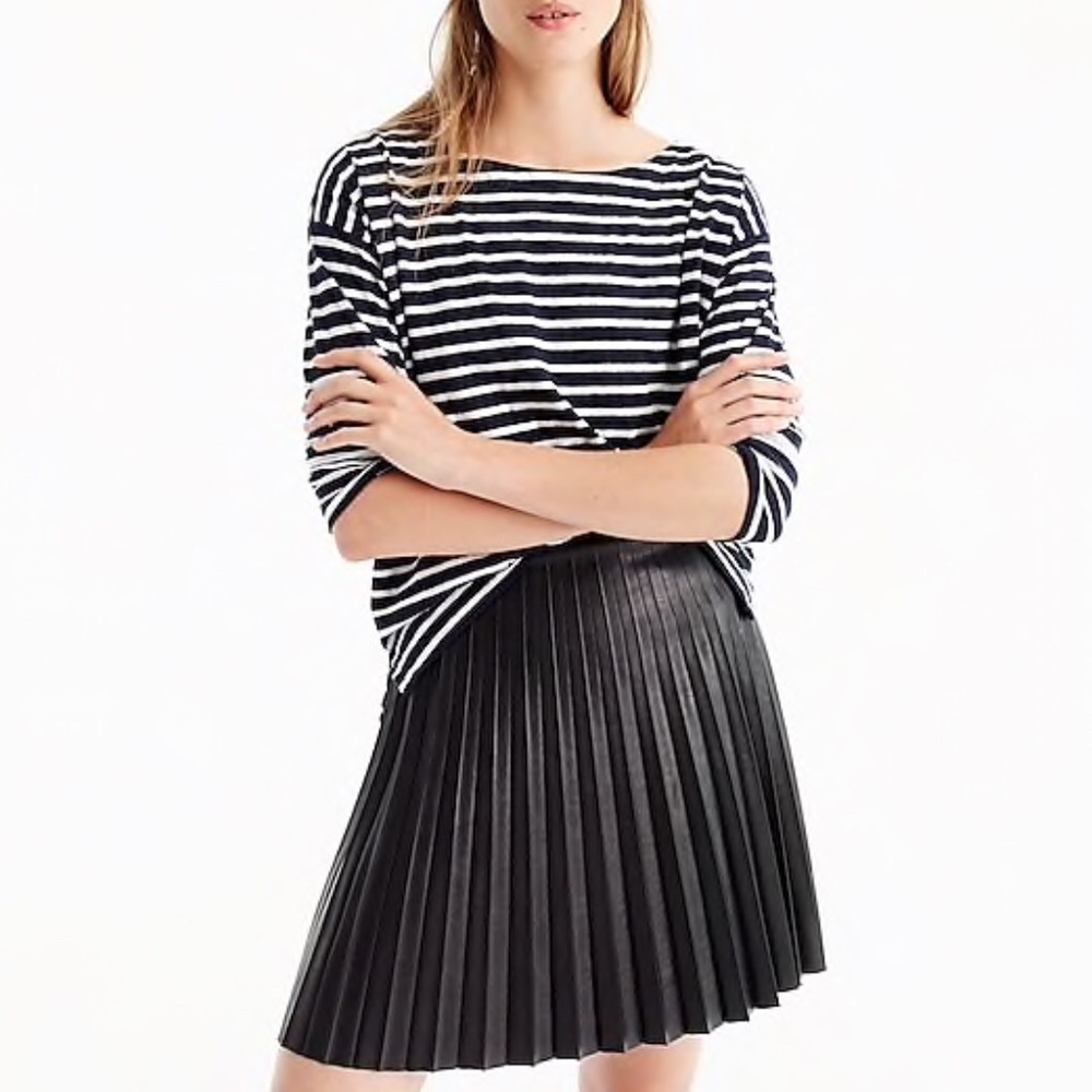 JCrew faux leather pleated mini skirt
